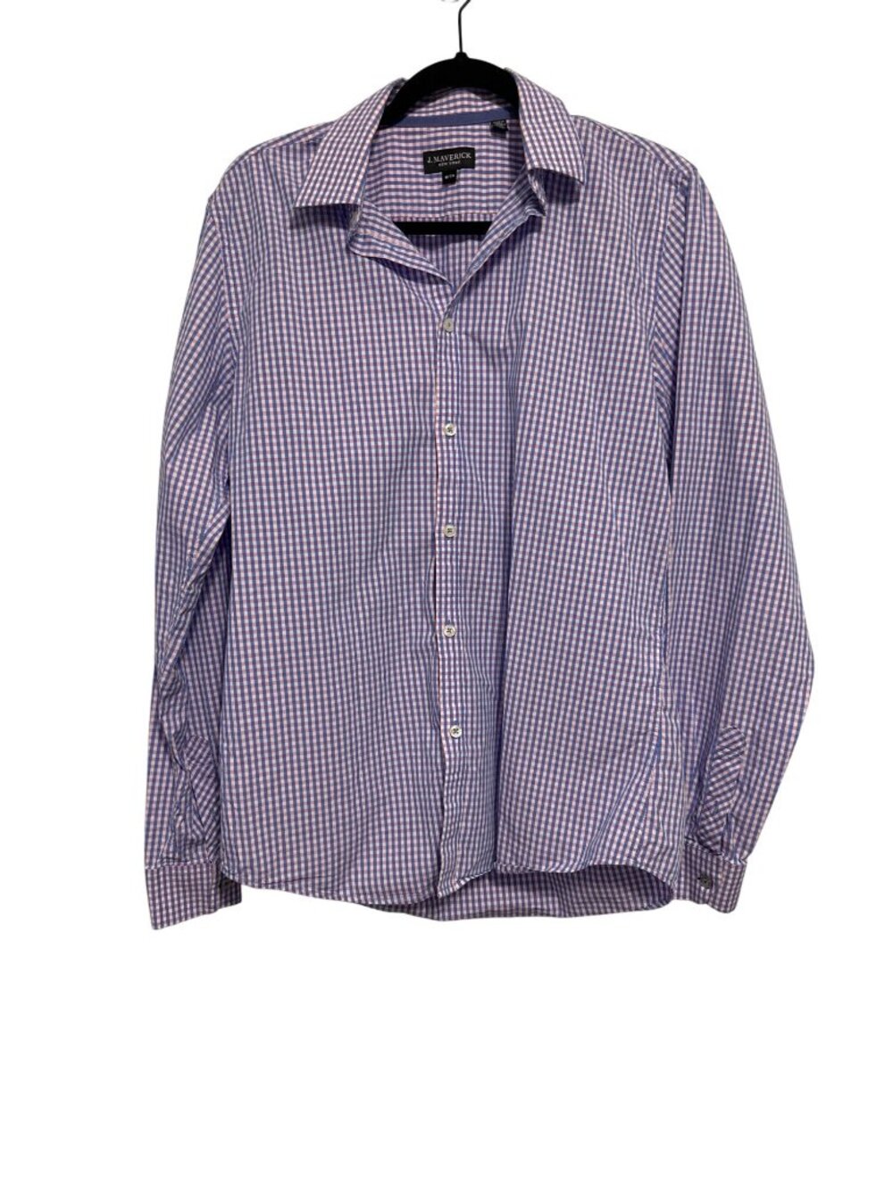 J. Maverick New York Slim Fit Mens Button-Up Shirt Pink & Blue Check Cotton M Ta